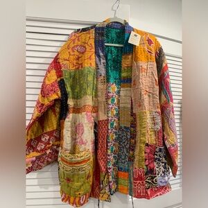 NWT SEVYA Handmade Kantha reversible lightweight jacket boho hippie oversized